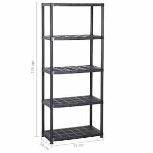 Úložný regál 5patrový černý 71 x 38 x 170 cm plast - obrázek 5