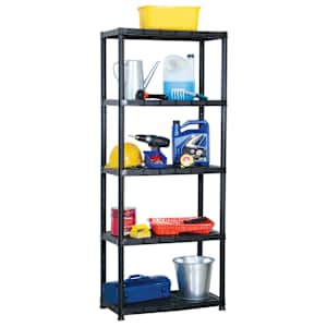 Úložný regál 5patrový černý 71 x 38 x 170 cm plast - obrázek 1