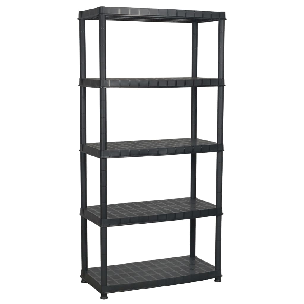 vidaXL Úložný regál 5patrový černý 91,5 x 45,7 x 185 cm plast