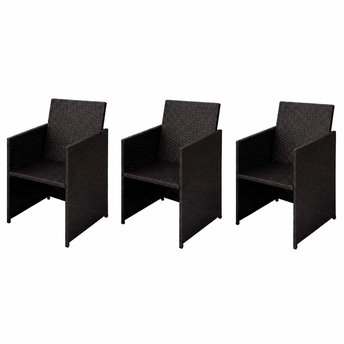 Havestole 3 stk. Brun Poly rattan