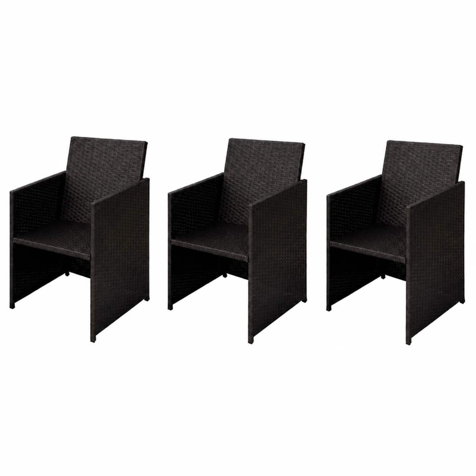 vidaXL Trädgårdsstolar 3 st Brun Poly rattan
