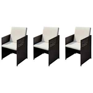 Zahradní křesla 3 pcs Hnědá 56 x 52 x 87 cm Poly ratan - obrázek 1