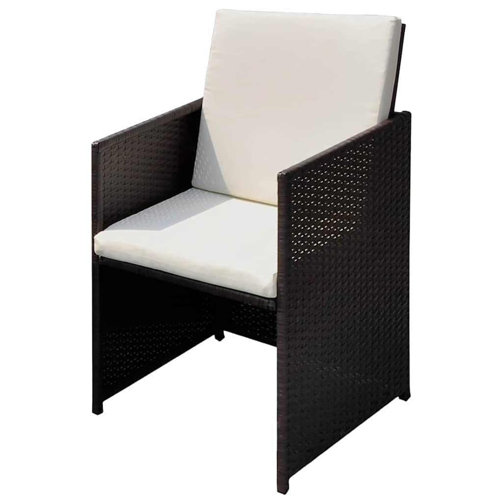 Puutarhatuolit 3 pcs Ruskea 56 x 52 x 87 cm Polyrotangi