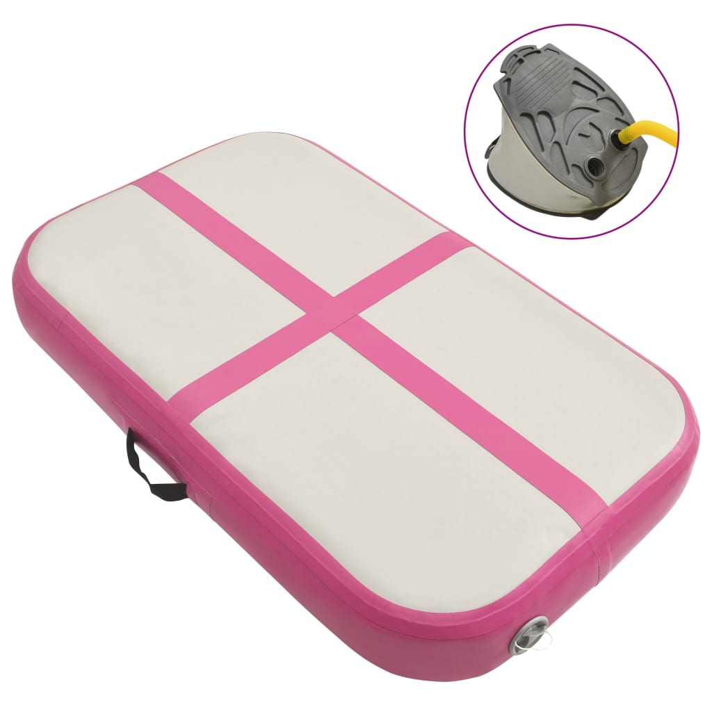 vidaXL Saltea gimnastică gonflabilă cu pompă roz 60x100x10 cm PVC vidaxl.ro