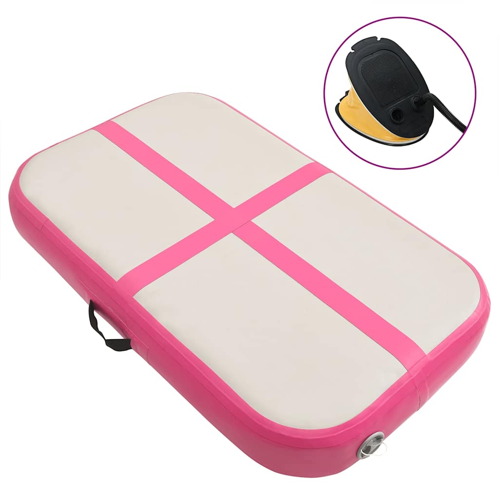 vidaXL Oppblåsbar gymnastikkmatte med pumpe 60x100x10 cm PVC rosa