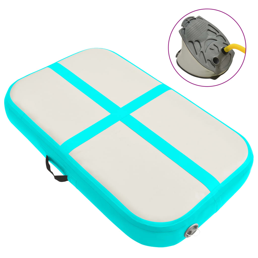vidaXL Saltea gimnastică gonflabilă cu pompă verde 60x100x10 cm PVC vidaxl.ro