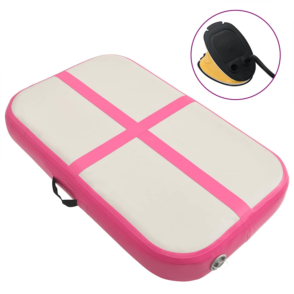 vidaXL Oppblåsbar gymnastikkmatte med pumpe 60x100x20 cm PVC rosa