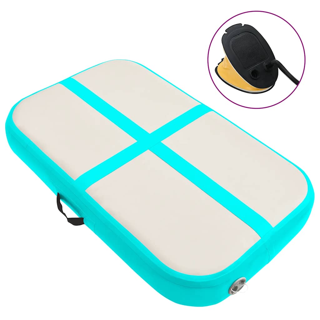 vidaXL Oppblåsbar gymnastikkmatte med pumpe 60x100x20 cm PVC grønn