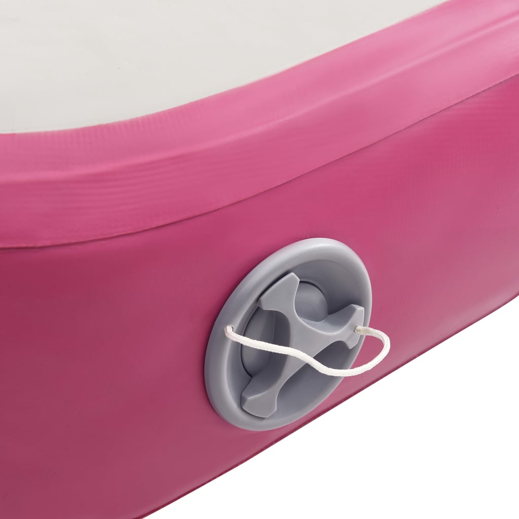 Rózsaszín PVC felfújható tornamatrac pumpával 300 x 100 x 15 cm 