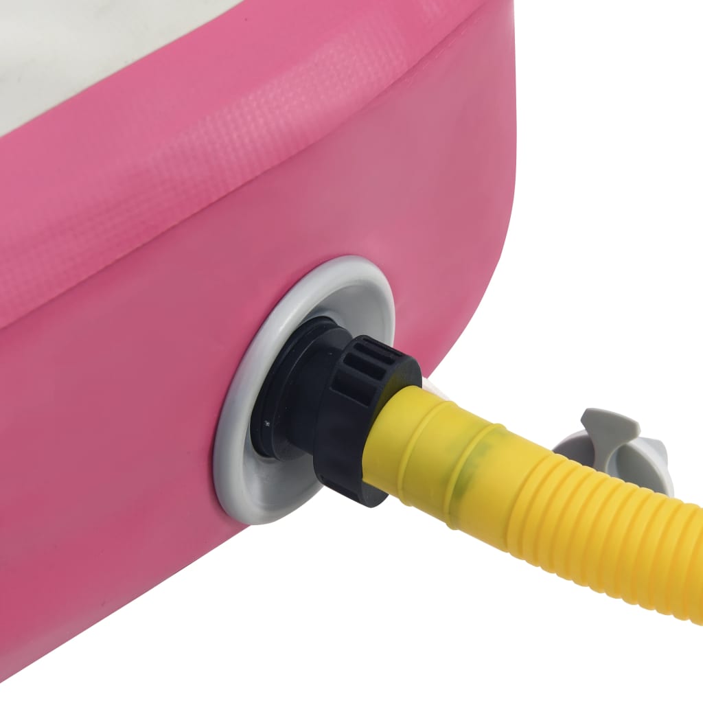 Rózsaszín PVC felfújható tornamatrac pumpával 300 x 100 x 15 cm 