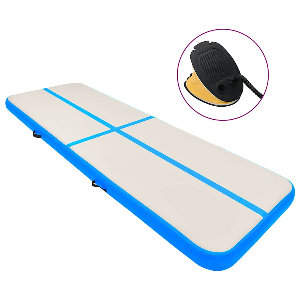 vidaXL Oppblåsbar gymnastikkmatte med pumpe 300x100x15 cm PVC blå
