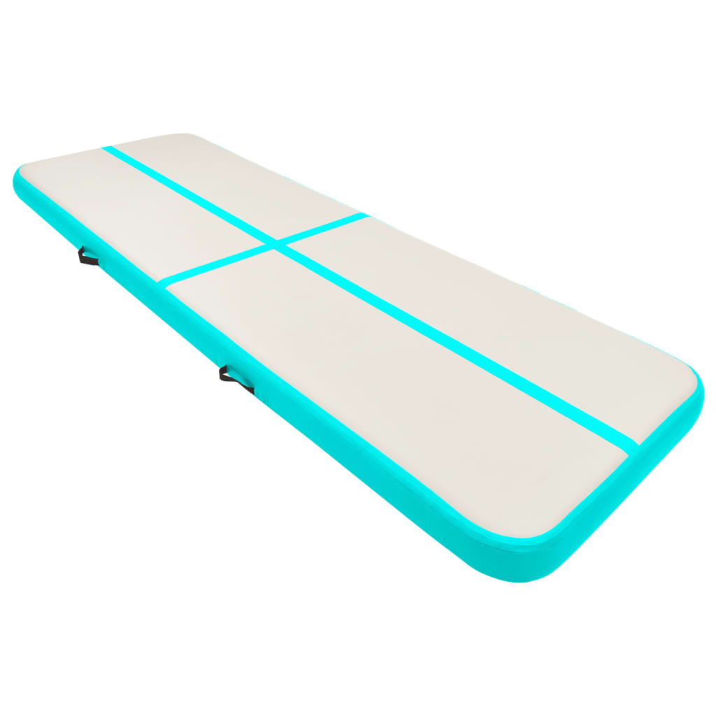vidaXL Täytettävä voimistelumatto pumpulla 300x100x15 cm PVC vihreä