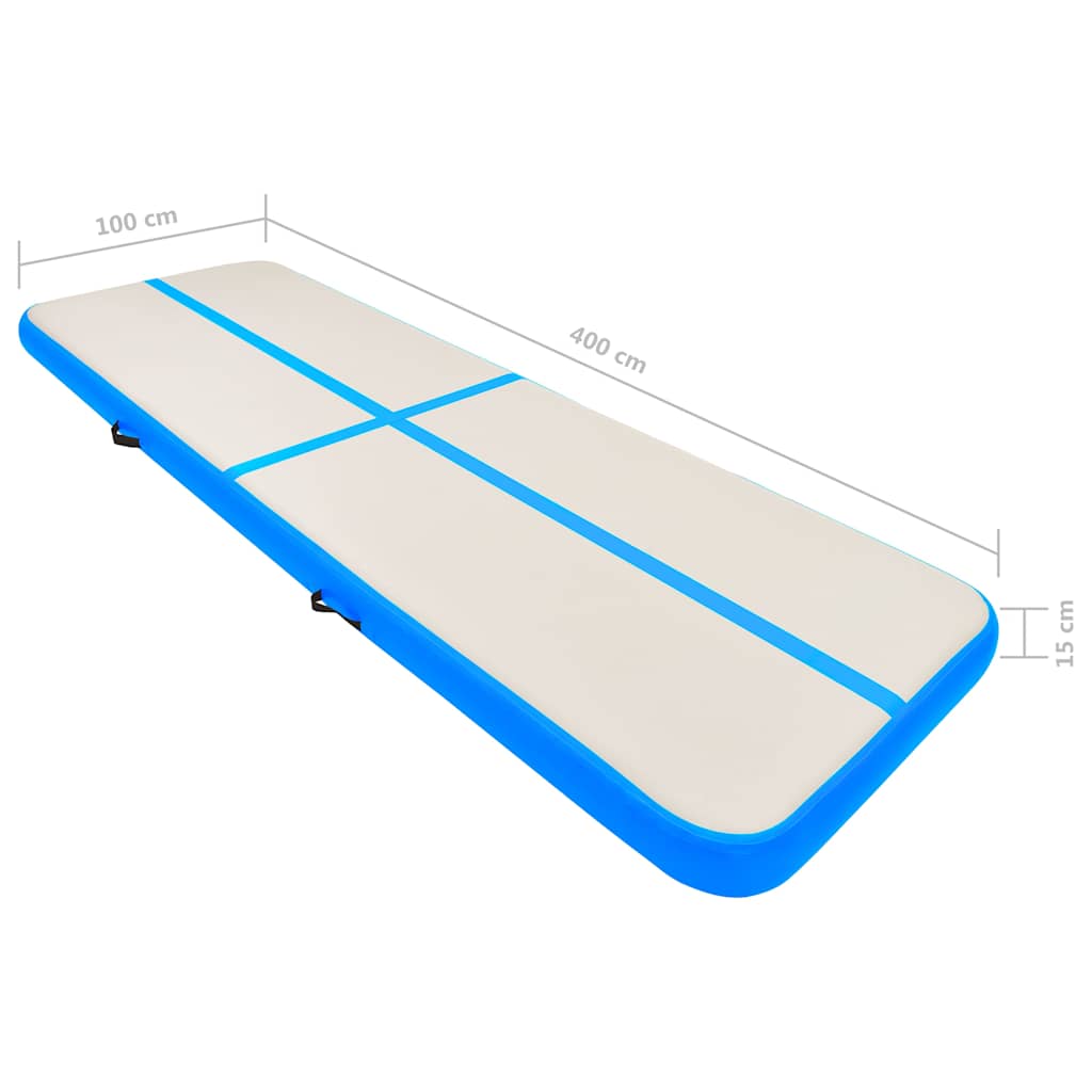Nafukovací žíněnka s pumpou 400 x 100 x 15 cm PVC modrá - obrázek 16