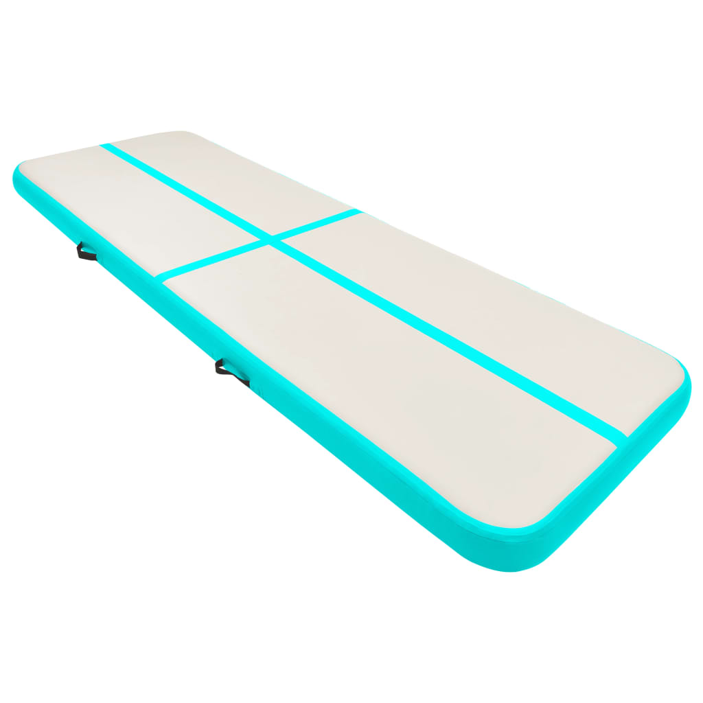 vidaXL zöld PVC felfújható tornamatrac pumpával 400 x 100 x 15 cm