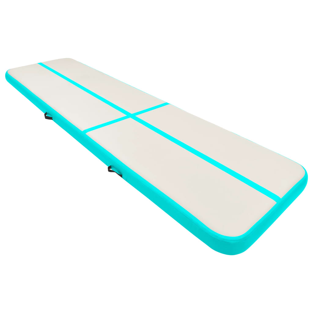 vidaXL Täytettävä voimistelumatto pumpulla 700x100x15 cm PVC vihreä