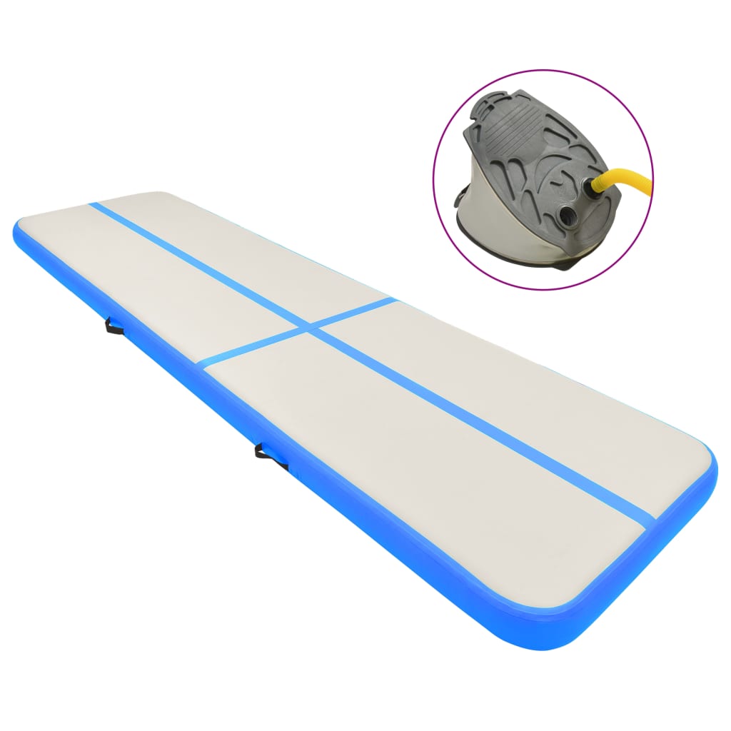 vidaXL Saltea gimnastică gonflabilă cu pompă albastru 800x100x15cm PVC vidaxl.ro