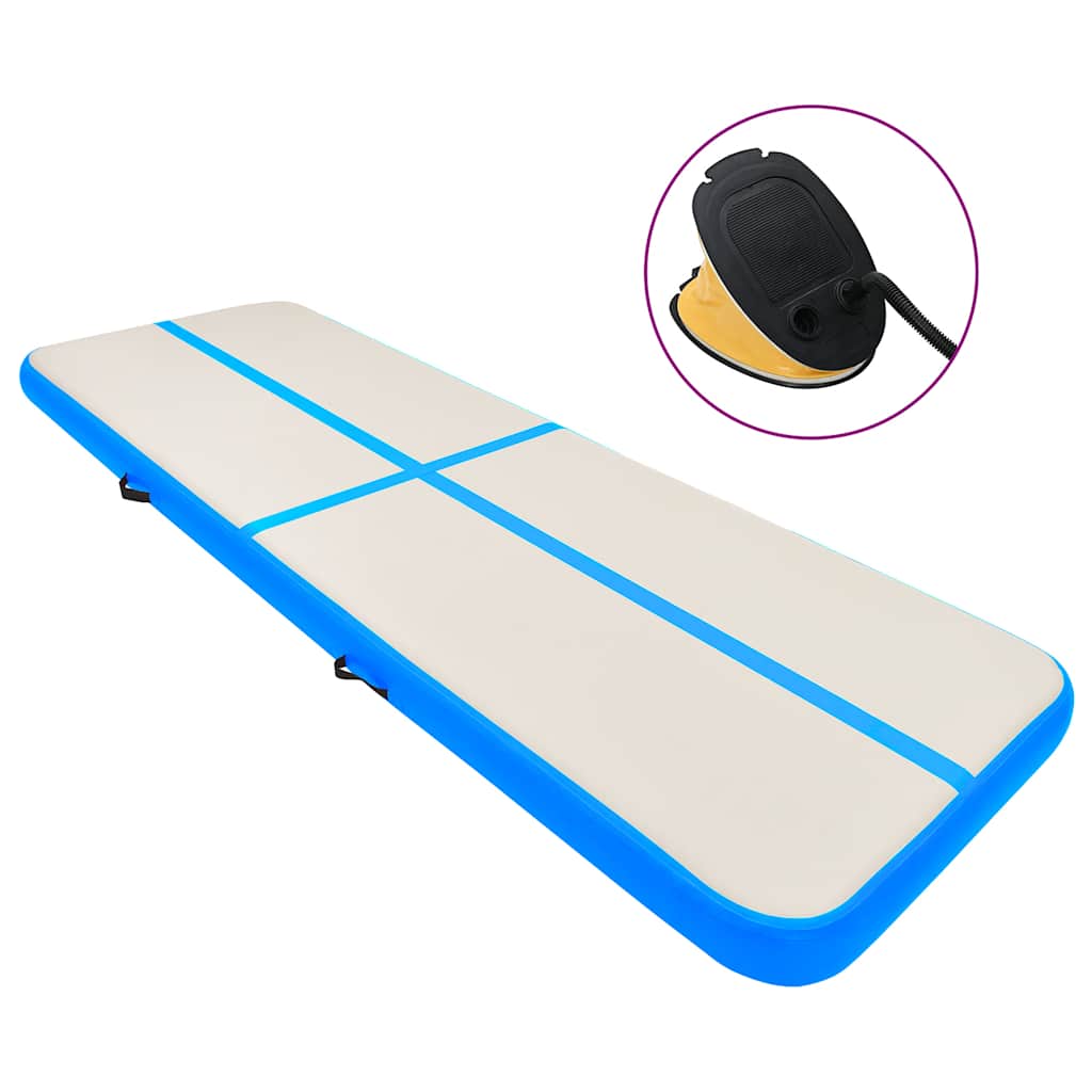 vidaXL Oppblåsbar gymnastikkmatte med pumpe 800x100x15 cm PVC blå