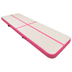 vidaXL Oppblåsbar gymnastikkmatte med pumpe 300x100x20 cm PVC rosa