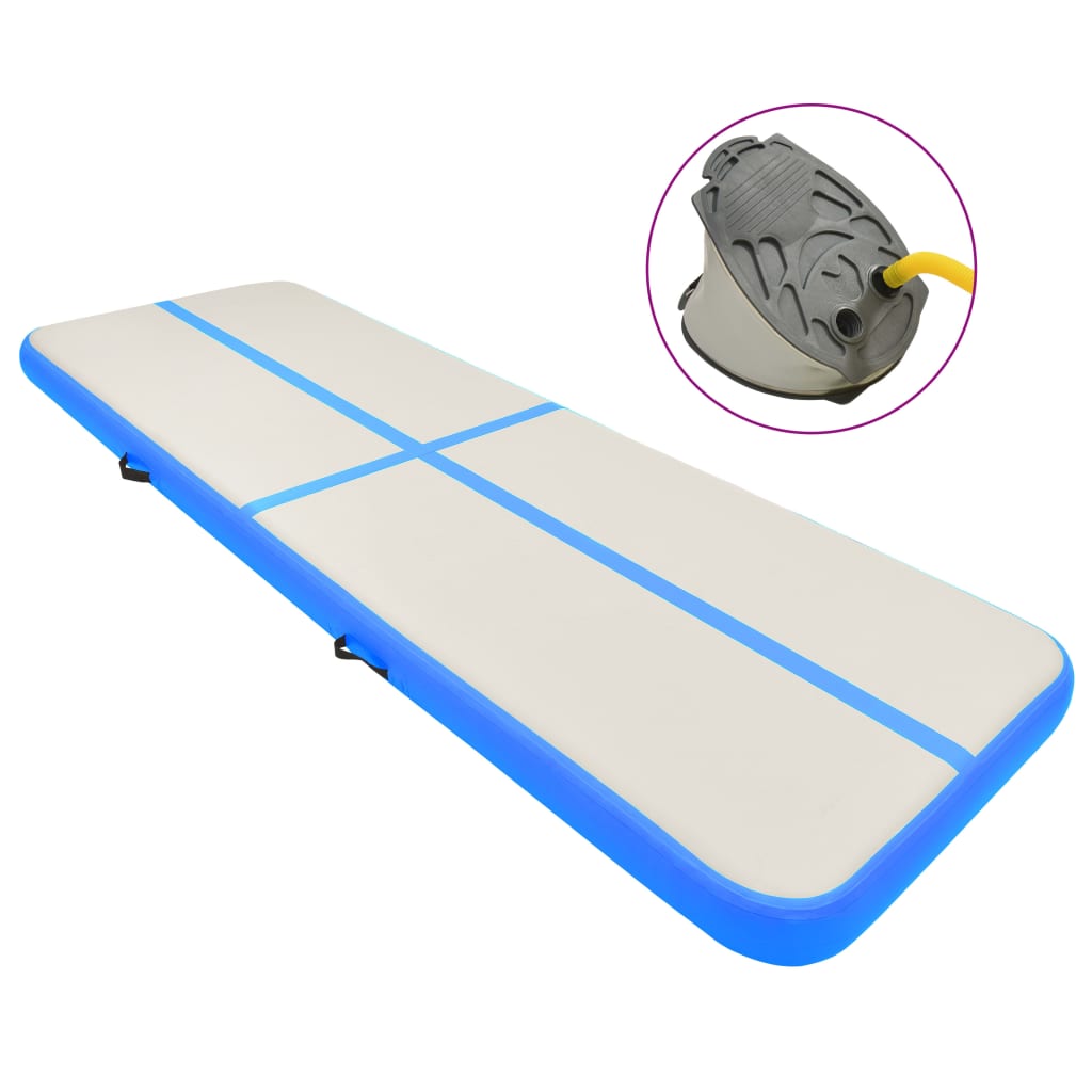 vidaXL Saltea gimnastică gonflabilă cu pompă albastru 300x100x20cm PVC vidaxl.ro