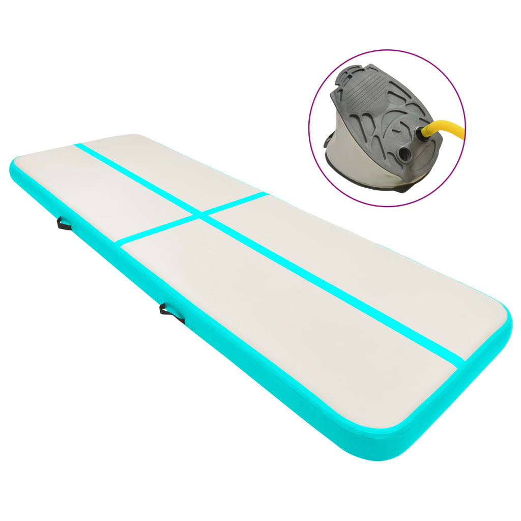 vidaXL Saltea gimnastică gonflabilă cu pompă verde 300x100x20 cm PVC vidaxl.ro