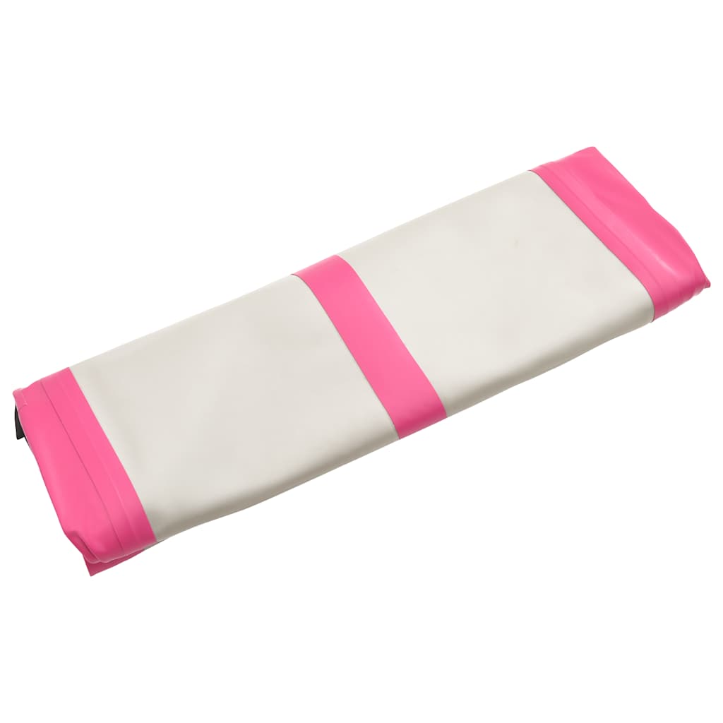 Inflatable exercise mat with pump, 400X100X20 cm, pink pvc