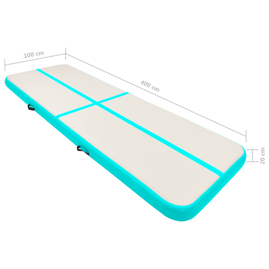 Nafukovací žíněnka s pumpou 400 x 100 x 20 cm PVC zelená - obrázek 16