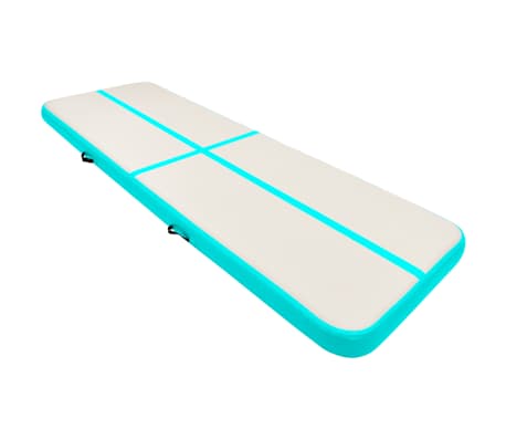 vidaXL Oppblåsbar gymnastikkmatte med pumpe 400x100x20 cm PVC grønn