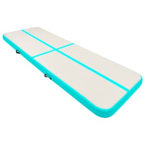 vidaXL Oppblåsbar gymnastikkmatte med pumpe 400x100x20 cm PVC grønn