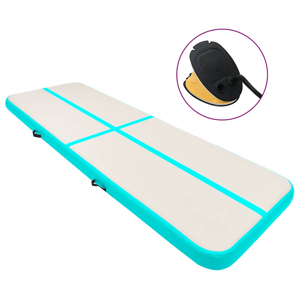 vidaXL Oppblåsbar gymnastikkmatte med pumpe 500x100x20 cm PVC grønn