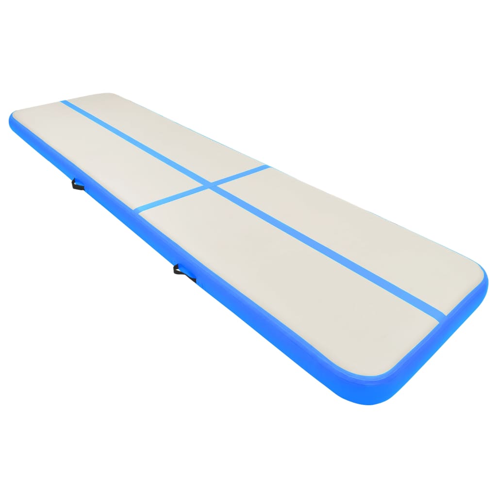vidaXL Täytettävä voimistelumatto pumpulla 600x100x20 cm PVC sininen
