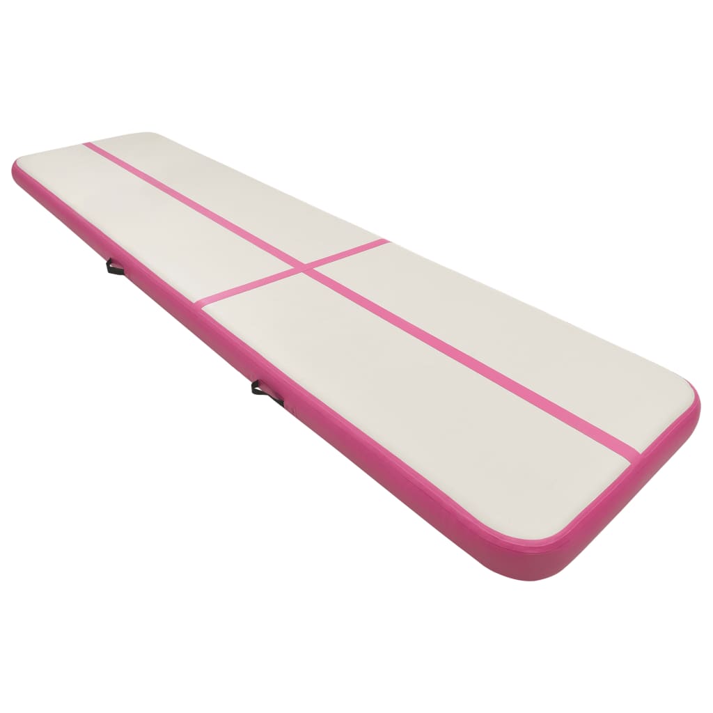 vidaXL rózsaszín PVC felfújható tornamatrac pumpával 700 x 100 x 20 cm