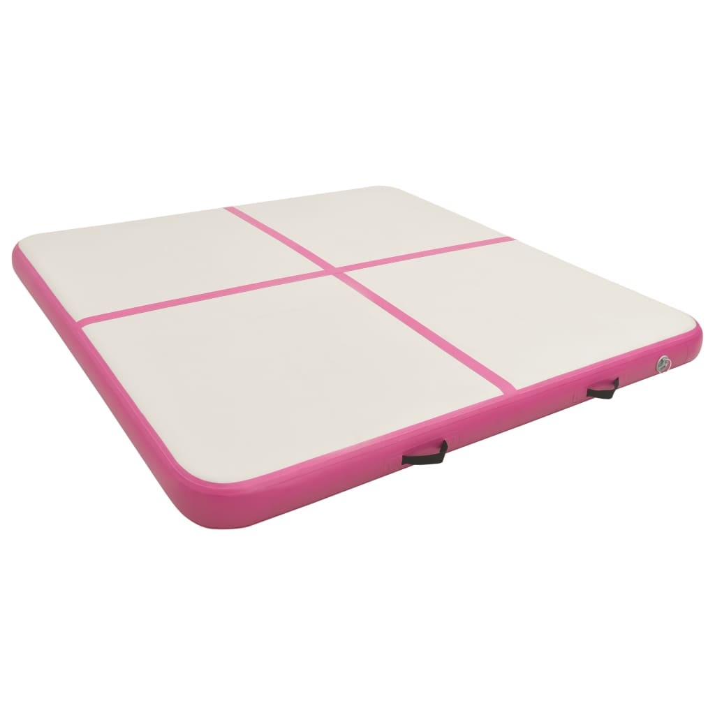 vidaXL Inflatable Gymnastics Mat with Pump 200x200x10 cm PVC Pink