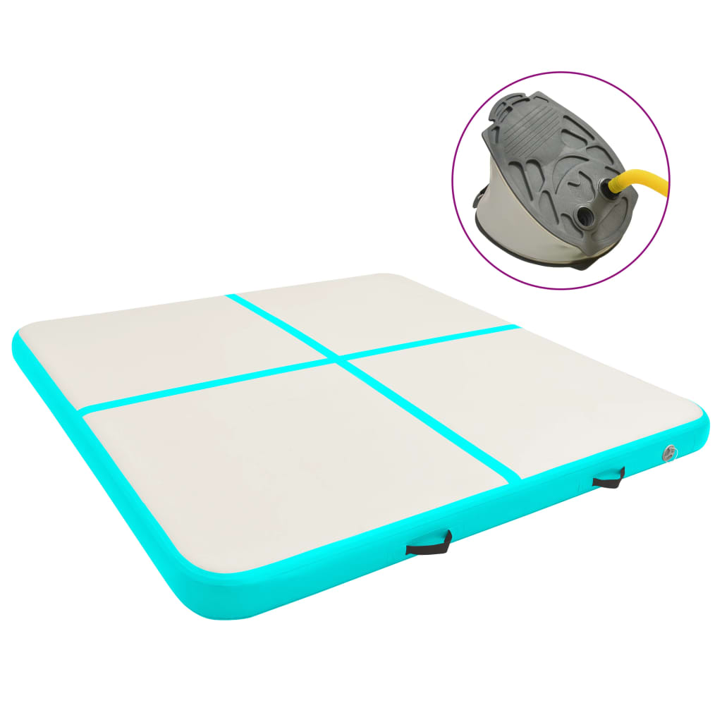 vidaXL Saltea gimnastică gonflabilă cu pompă verde 200x200x10 cm PVC vidaxl.ro