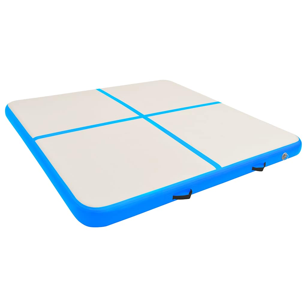vidaXL - Gymnastiekmat - met - pomp - opblaasbaar - 200x200x20 - cm - PVC - blauw