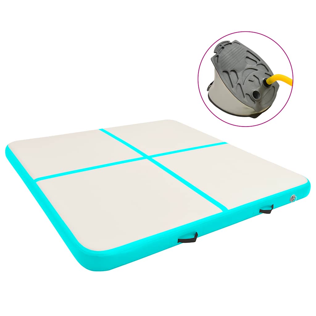 vidaXL Nafukovací žíněnka s pumpou 200 x 200 x 20 cm PVC zelená