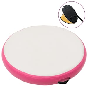 Napihljiva gimnastična podloga s tlačilko 100x100x10 cm roza