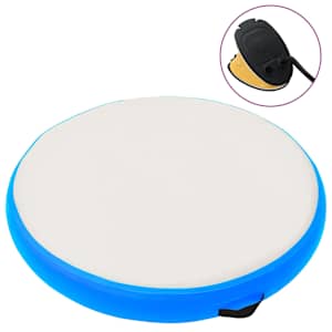 Napihljiva gimnastična podloga s tlačilko 100x100x10 cm modra