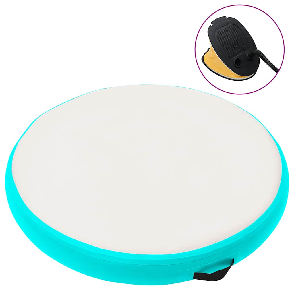 vidaXL Oppblåsbar gymnastikkmatte med pumpe 100x100x10 cm PVC grønn