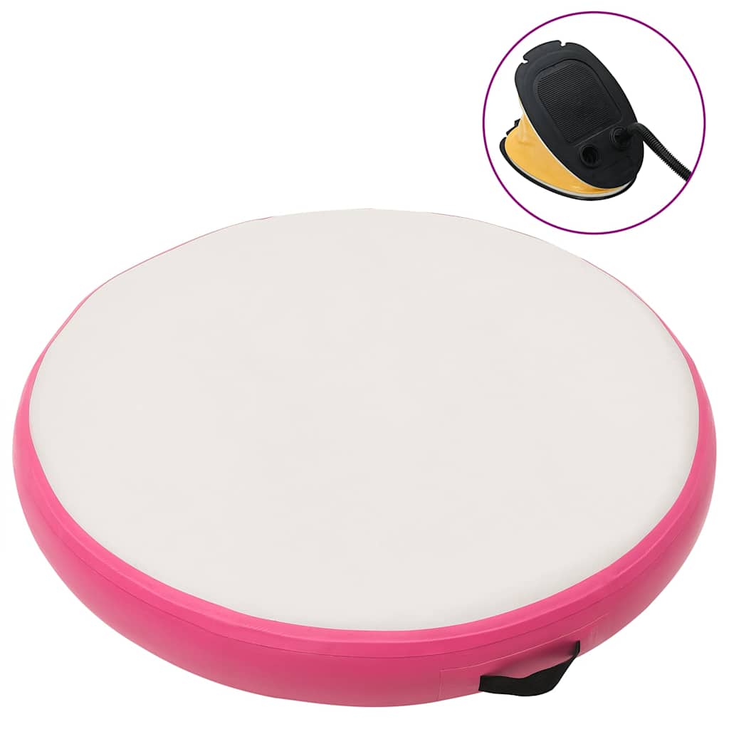 vidaXL Oppblåsbar gymnastikkmatte med pumpe 100x100x15 cm PVC rosa