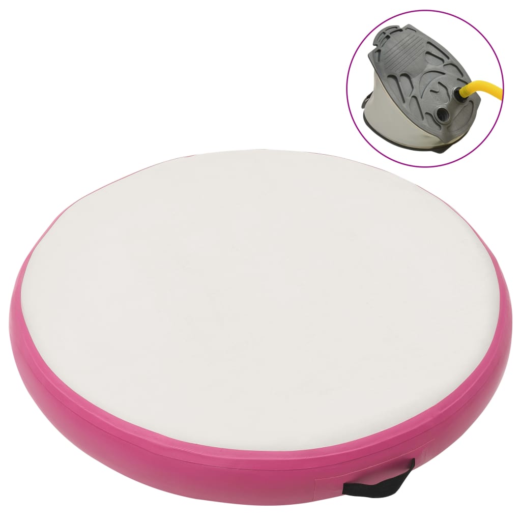 vidaXL Saltea gimnastică gonflabilă cu pompă, roz, 100x100x20 cm, PVC vidaxl.ro