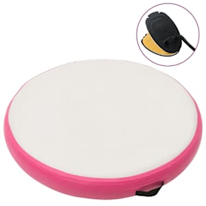 Napihljiva gimnastična podloga s tlačilko 100x100x20 cm roza