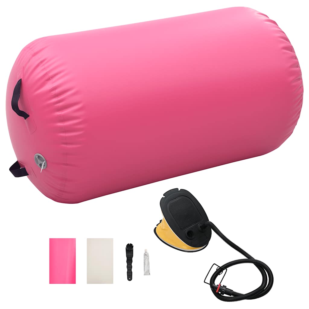 vidaXL Nafukovací cvičební válec s pumpou 100 x 60 cm PVC růžový