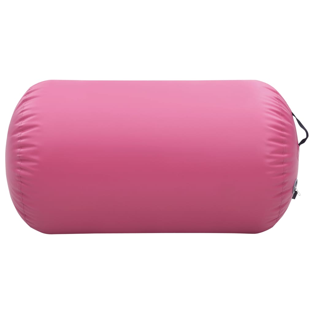 vidaXL Rulou de gimnastică gonflabil cu pompă, roz, 100 x 60 cm, PVC