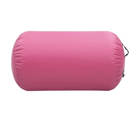 vidaXL Rollo hinchable de gimnasia con bomba PVC rosa 100x60 cm