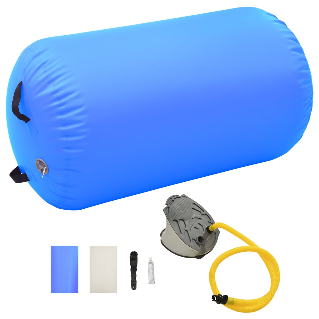 vidaXL Rulou de gimnastică gonflabil cu pompă, albastru, 100×60 cm PVC vidaXL