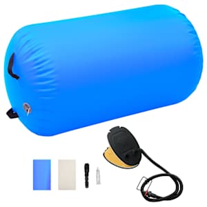 Nafukovací cvičební válec s pumpou 100 x 60 cm PVC modrý - obrázek 1