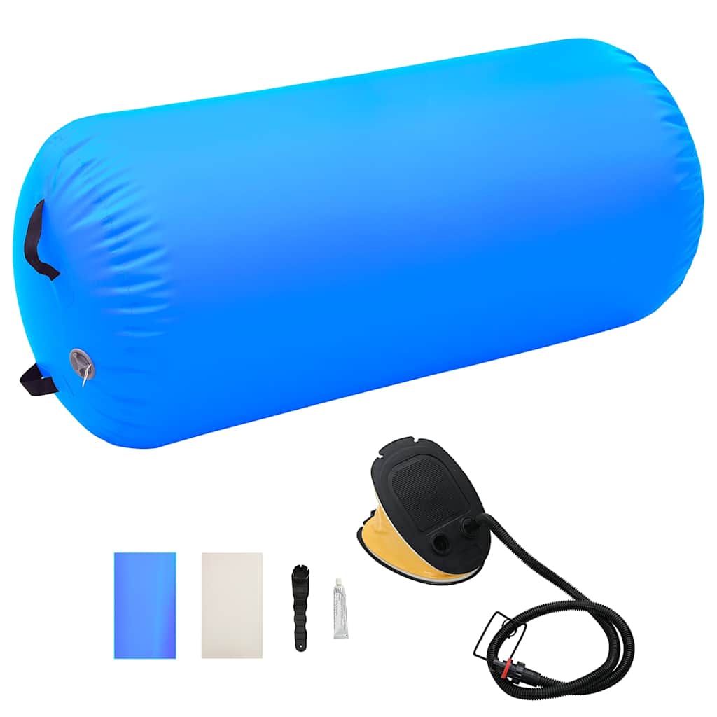 vidaXL Oppblåsbar gymnastikkrull med pumpe 120x90 cm PVC blå
