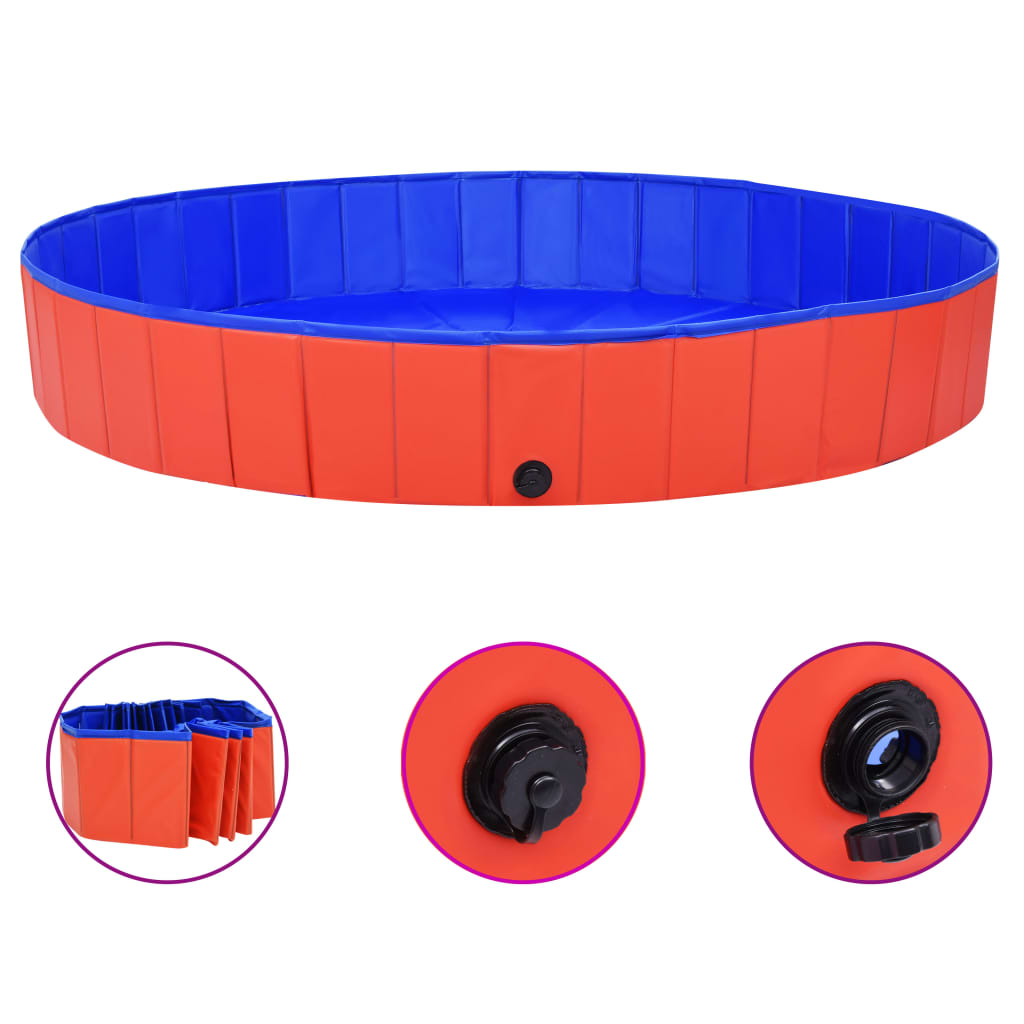 

vidaXL Foldable Dog Swimming Pool Red 78.7"x11.8" PVC