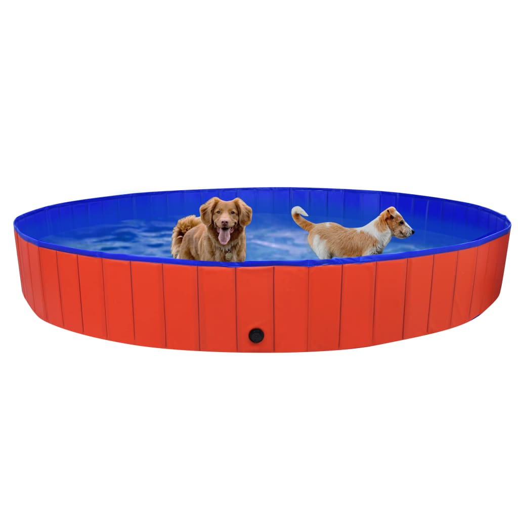 Piscine pliable et résistante rouge pour chiens en PVC - 300x40 cm