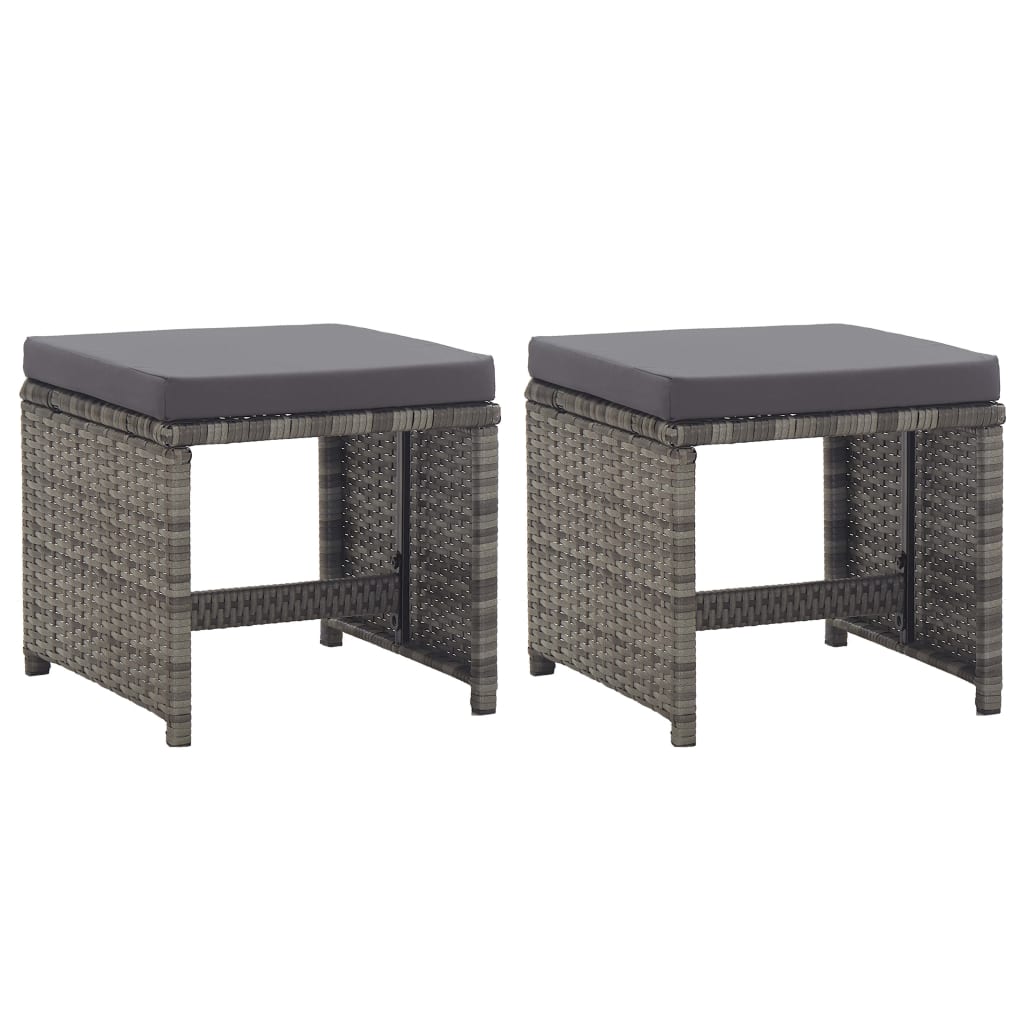 

vidaXL Patio Stools with Cushions 2 pcs Poly Rattan Anthracite